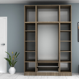 Ντουλάπα Ρούχων Ricardo Megapap Τετράφυλλη με Πατάρι Χρώμα Καρυδί 160x51,8x240εκ.