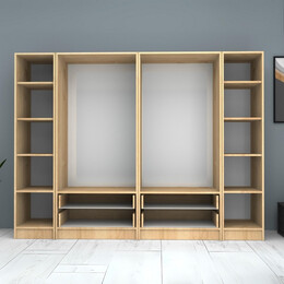 Ντουλάπα Ρούχων Ricardo Megapap Εξάφυλλη Χρώμα Φυσικό Οξιάς 240x51,8x181εκ.