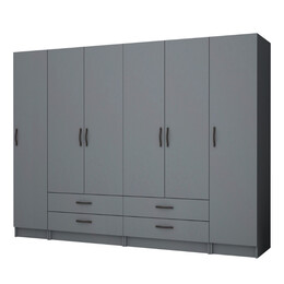 Ντουλάπα Ρούχων Ricardo Megapap Εξάφυλλη Χρώμα Ανθρακί 240x51,8x181εκ.