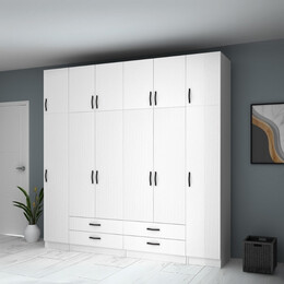 Ντουλάπα Ρούχων Ricardo Megapap Εξάφυλλη με Πατάρι Χρώμα Λευκό 240x51,8x240εκ.