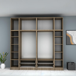 Ντουλάπα Ρούχων Ricardo Megapap Εξάφυλλη με Πατάρι Χρώμα Καρυδί 240x51,8x240εκ.