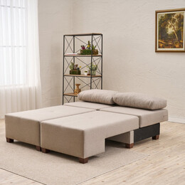 Καναπές - Κρεβάτι Πολυμορφικός Perenna Megapap Τριθέσιος Υφασμάτινος Χρώμα Κρεμ 233x93x83εκ.