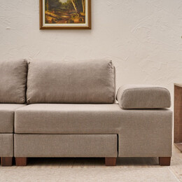 Καναπές - Κρεβάτι Πολυμορφικός Perenna Megapap Τριθέσιος Υφασμάτινος Χρώμα Κρεμ 233x93x83εκ.