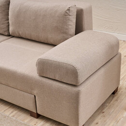 Καναπές - Κρεβάτι Πολυμορφικός Perenna Megapap Τριθέσιος Υφασμάτινος Χρώμα Κρεμ 233x93x83εκ.