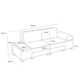 Καναπές - Κρεβάτι Πολυμορφικός Perenna Megapap Τριθέσιος Υφασμάτινος Χρώμα Κρεμ 233x93x83εκ.