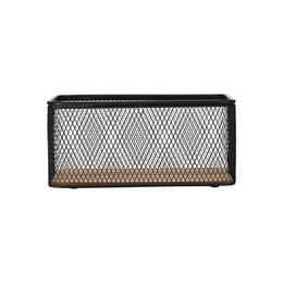 Καλαθι Αποθηκευσης & Οργανωσης Wired Μεταλλικο 24x16.5x11cm Μαυρο με Βαση Ακακιας