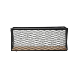 Estia Καλαθι Αποθηκευσης & Οργανωσης Wired Μεταλλικο 30.5x16.5x12.5cm Μαυρο με Βαση Ακακιας