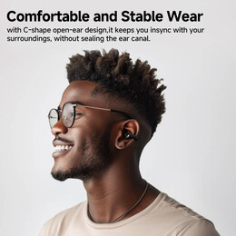 QCY Crossky C30 Black Open Ear TPU Earclip, Bass Enhance Algo. BT 5.4 Dual Connection Earbuds 25h