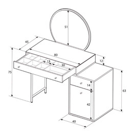 Τουαλέτα με Καθρέπτη Dior Megapap Χρώμα Λευκό του Πάγου 108x45x130εκ.