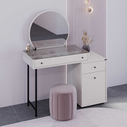 Τουαλέτα με Καθρέπτη Dior Megapap Χρώμα Λευκό του Πάγου 108x45x130εκ.