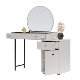 Τουαλέτα με Καθρέπτη Dior Megapap Χρώμα Λευκό του Πάγου 108x45x130εκ.