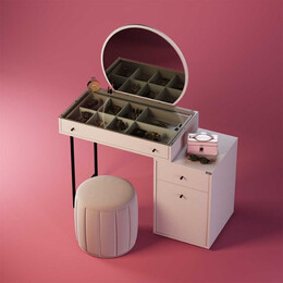 Τουαλέτα με Καθρέπτη Dior Megapap Χρώμα Λευκό του Πάγου 108x45x130εκ.