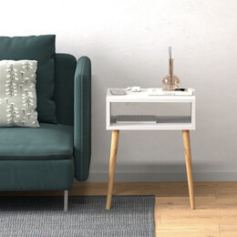 Κομοδίνο Fiona Megapap Χρώμα Λευκό 45x30x58εκ.