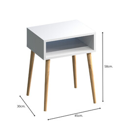 Κομοδίνο Fiona Megapap Χρώμα Λευκό 45x30x58εκ.