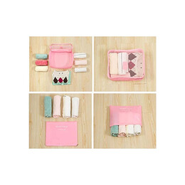 Τσάντες οργάνωσης βαλίτσας AMBER 6 τεμάχια Ροζ AM2001