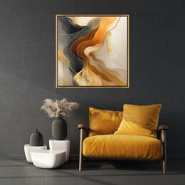 Πίνακας σε Καμβά "sand and Wind Abstract" Megapap Ψηφιακής Εκτύπωσης με Κορνίζα Χρώμα Χρυσό 100x100x3εκ.