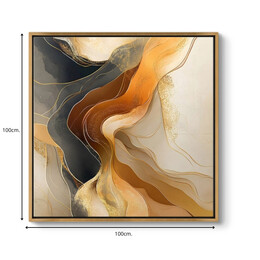 Πίνακας σε Καμβά "sand and Wind Abstract" Megapap Ψηφιακής Εκτύπωσης με Κορνίζα Χρώμα Χρυσό 100x100x3εκ.