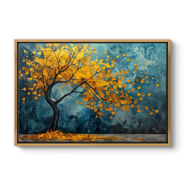 Πίνακας σε Καμβά "windblown Tree" Megapap Ψηφιακής Εκτύπωσης με Κορνίζα Χρώμα Χρυσό 140x100x3εκ.
