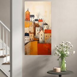 Πίνακας σε Καμβά "houses on the Hill" Megapap Ψηφιακής Εκτύπωσης 50x100x3εκ.