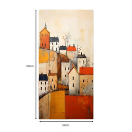Πίνακας σε Καμβά "houses on the Hill" Megapap Ψηφιακής Εκτύπωσης 50x100x3εκ.