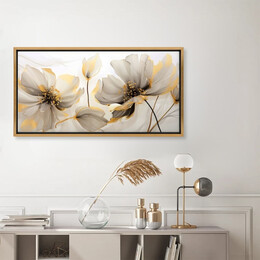 Πίνακας σε Καμβά "ethereal Blossom" Megapap Ψηφιακής Εκτύπωσης με Κορνίζα Χρώμα Χρυσό 120x60x3εκ.