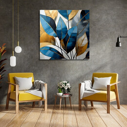Πίνακας σε Καμβά "botanical Leaves" Megapap Ψηφιακής Εκτύπωσης 100x100x3εκ.