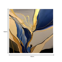 Πίνακας σε Καμβά "dance of Gold and Blue" Megapap Ψηφιακής Εκτύπωσης 100x100x3εκ.