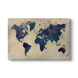 Πίνακας σε Καμβά "world Map" Megapap Ψηφιακής Εκτύπωσης 125x80x3εκ.