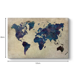 Πίνακας σε Καμβά "world Map" Megapap Ψηφιακής Εκτύπωσης 125x80x3εκ.