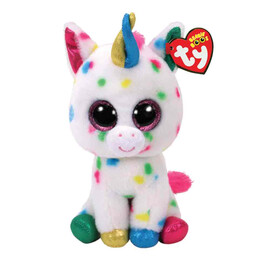 TY Beanie Boos Harmonie Χνουδωτό Μονόκερος Πιτσιλωτός Λευκό 15εκ