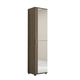 Ντουλάπα Ρούχων - Παπουτσοθήκη Visla Megapap Μονόφυλλη με Καθρέπτη Χρώμα Φυσικό Οξιάς 45x36x187εκ.