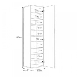 Ντουλάπα Ρούχων - Παπουτσοθήκη Visla Megapap Μονόφυλλη με Καθρέπτη Χρώμα Φυσικό Οξιάς 45x36x187εκ.