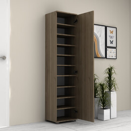 Ντουλάπα Ρούχων - Παπουτσοθήκη Visla Megapap Μονόφυλλη με Καθρέπτη Χρώμα Καρυδί 45x36x187εκ.