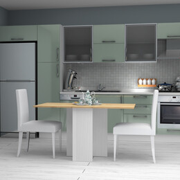 Τραπέζι Μελαμίνης Pepe Megapap Επεκτεινόμενο Χρώμα Λευκό - Φυσικό Οξιάς 28(56+56)x77x75εκ.