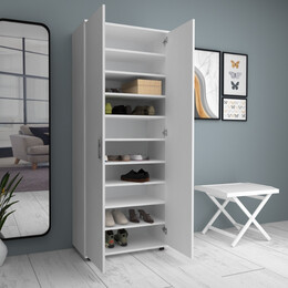 Ντουλάπα Ρούχων - Παπουτσοθήκη Eric Megapap Δίφυλλη Χρώμα Λευκό 76x36x187εκ.