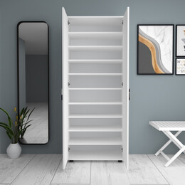 Ντουλάπα Ρούχων - Παπουτσοθήκη Eric Megapap Δίφυλλη Χρώμα Λευκό 76x36x187εκ.