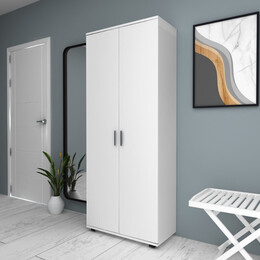 Ντουλάπα Ρούχων - Παπουτσοθήκη Eric Megapap Δίφυλλη Χρώμα Λευκό 76x36x187εκ.