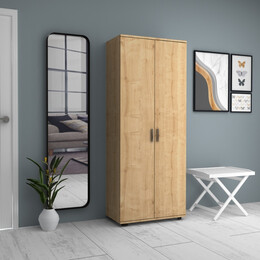 Ντουλάπα Ρούχων - Παπουτσοθήκη Eric Megapap Δίφυλλη Χρώμα Φυσικό Οξιάς 76x36x187εκ.