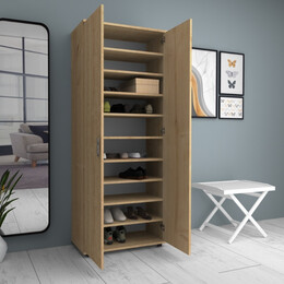 Ντουλάπα Ρούχων - Παπουτσοθήκη Eric Megapap Δίφυλλη Χρώμα Φυσικό Οξιάς 76x36x187εκ.