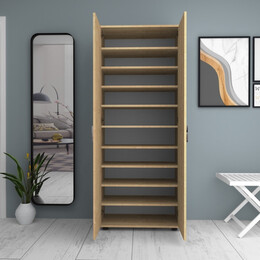 Ντουλάπα Ρούχων - Παπουτσοθήκη Eric Megapap Δίφυλλη Χρώμα Φυσικό Οξιάς 76x36x187εκ.