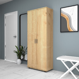 Ντουλάπα Ρούχων - Παπουτσοθήκη Eric Megapap Δίφυλλη Χρώμα Φυσικό Οξιάς 76x36x187εκ.