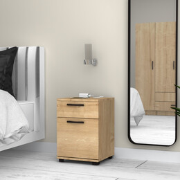 Κομοδίνο Veto Megapap Χρώμα Φυσικό Οξιάς 40x39x57εκ.