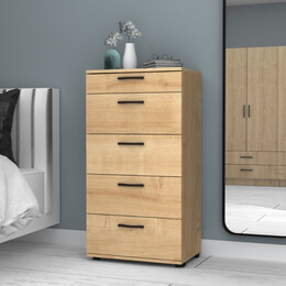 Συρταριέρα Helia Megapap Χρώμα Φυσικό Οξιάς 60x44x108εκ.