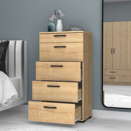 Συρταριέρα Helia Megapap Χρώμα Φυσικό Οξιάς 60x44x108εκ.