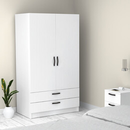 Ντουλάπα Ρούχων Victoria Megapap Δίφυλλη με Συρτάρια Χρώμα Λευκό 100x60x181εκ.