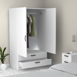 Ντουλάπα Ρούχων Victoria Megapap Δίφυλλη με Συρτάρια Χρώμα Λευκό 100x60x181εκ.