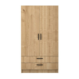 Ντουλάπα Ρούχων Victoria Megapap Δίφυλλη με Συρτάρια Χρώμα Φυσικό Οξιάς 100x60x181εκ.