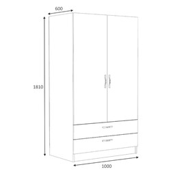 Ντουλάπα Ρούχων Victoria Megapap Δίφυλλη με Συρτάρια Χρώμα Φυσικό Οξιάς 100x60x181εκ.