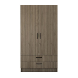 Ντουλάπα Ρούχων Victoria Megapap Δίφυλλη με Συρτάρια Χρώμα Καρυδί 100x60x181εκ.