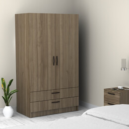 Ντουλάπα Ρούχων Victoria Megapap Δίφυλλη με Συρτάρια Χρώμα Καρυδί 100x60x181εκ.